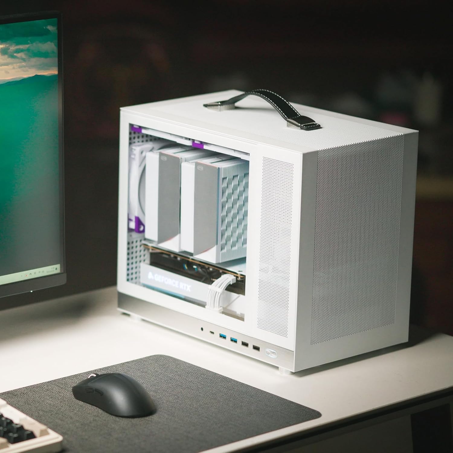 Shiny Snake G350 20.8L Mircro-ATX Mesh Chassis with Tempered Glass | Frosted Coating & Anti-Dust Design | BTF-Ready Back-Connect | 165mm Cooler & 340mm GPU | High Compatibility PC Case, White