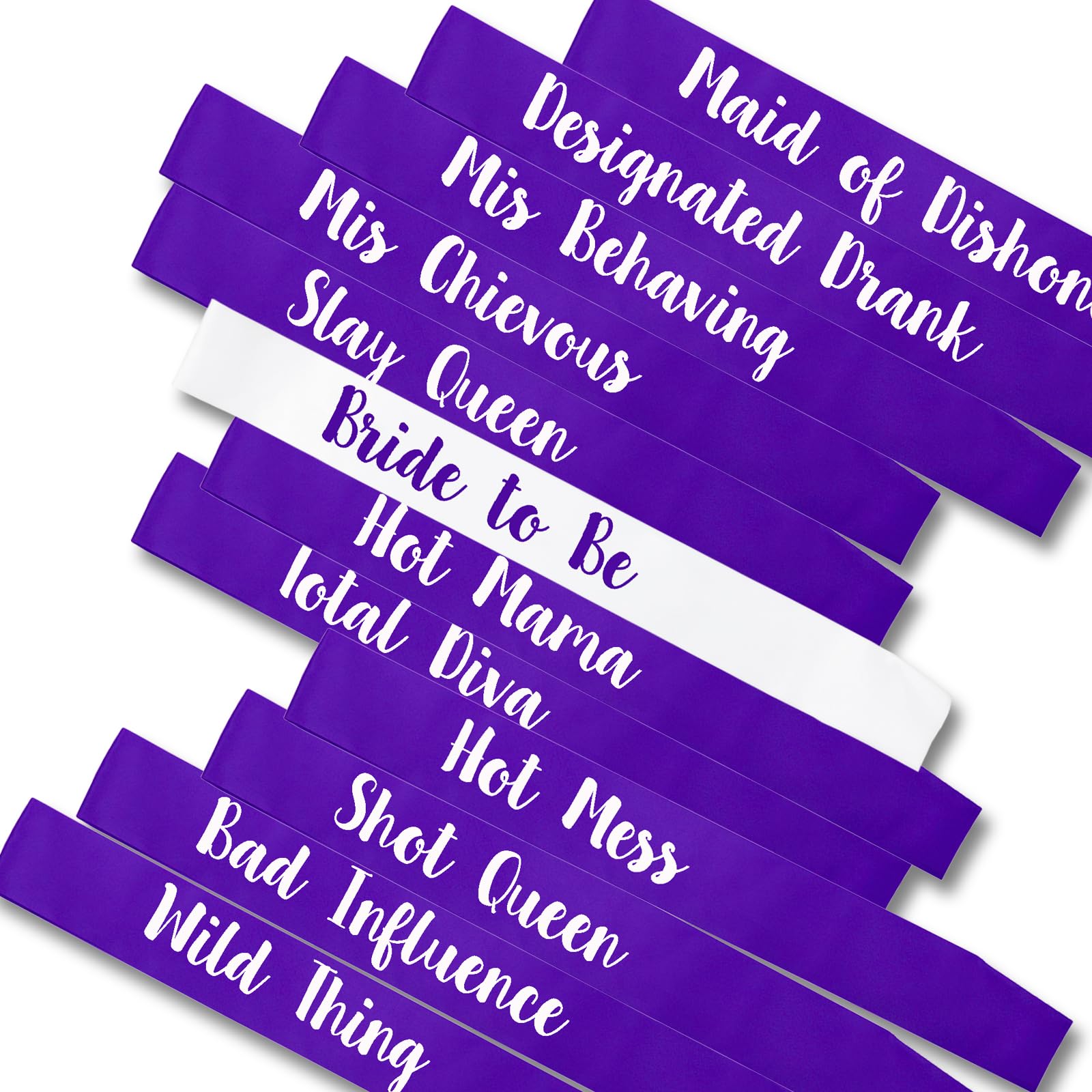 PANBINN 12Pcs Bachelorette Sashes Purple, Bride to Be Team Bride Sash Maid of Honor Bridesmaid Sash for Bridal Shower Hen Party Wedding Party