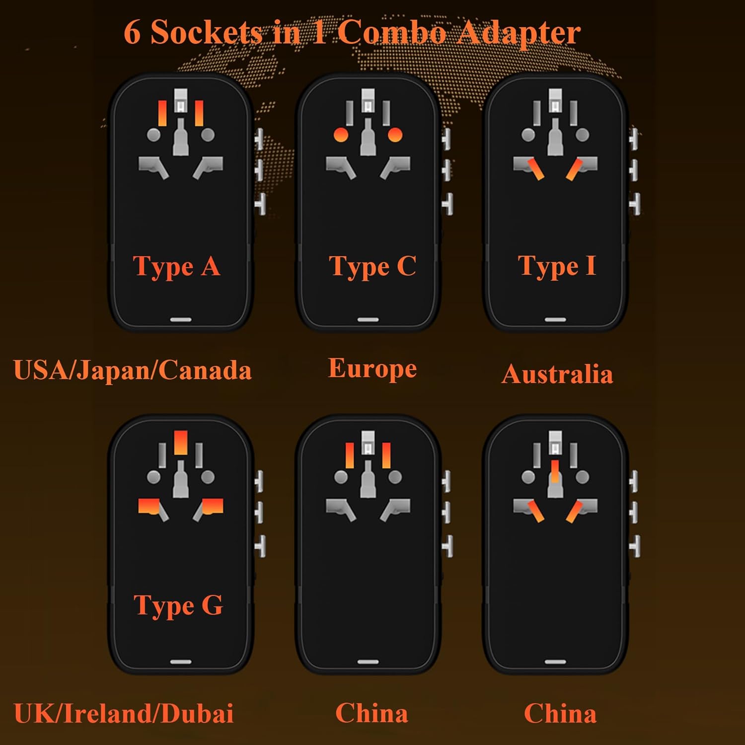 220V to 110V Voltage Converter,US to Europe Travel Converters,Universal International Travel Power Adapter with 2 Type C and 2 USB A Port,DC PD20W & QC 18W, Multi-Plug USA/UK/EU/AUS/China Converter