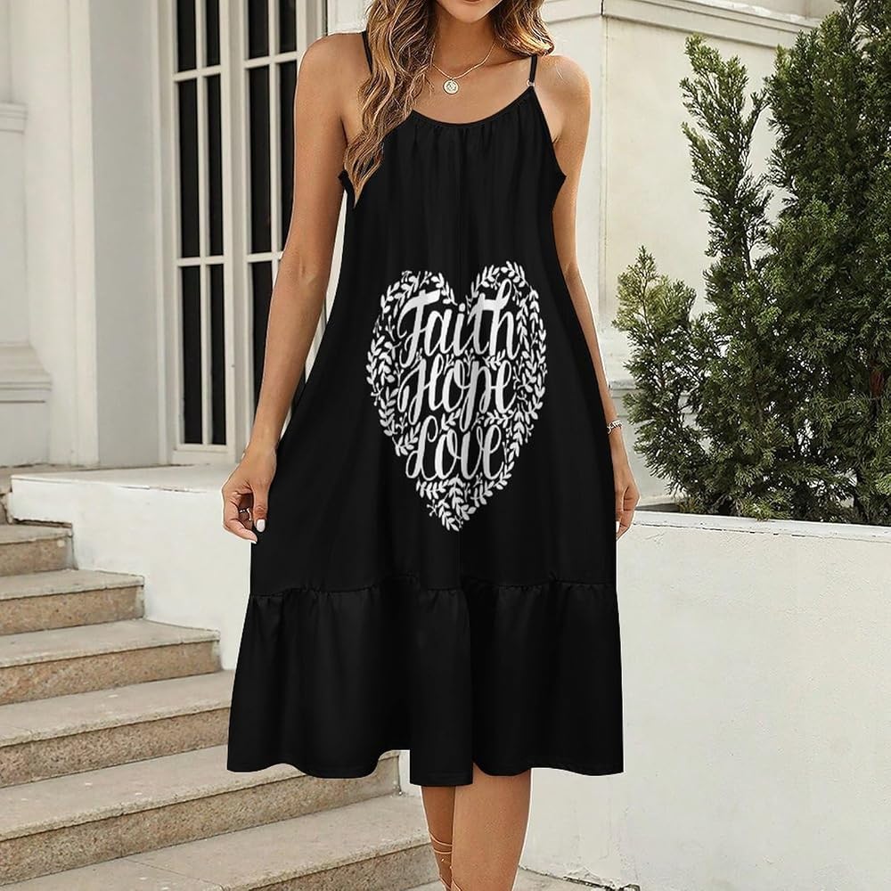 SDERDZSE Faith Hope Love Christian Summer Dresses for Women 2024 Casual  Beach Sundress Women's Sleeveless Dress S at Amazon Women's Clothing store