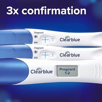 Clearblue Pregnancy Test 3X Confirmation Combo Pack, Result As Fast As 1 Minute (Visual Sticks) & Tells You How Many Weeks (Digital Stick), Kit of 3 Tests (1 Digital, 2 Visual)