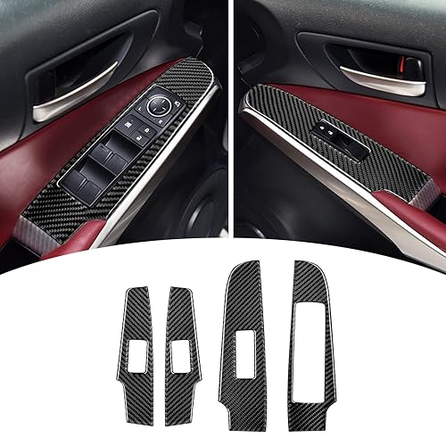Miniatura 8 de 4 piezas compatibles con interruptor de elevación de ventana trasera de fibra de carbono, panel de control, adhesivo interior para IS250 2014