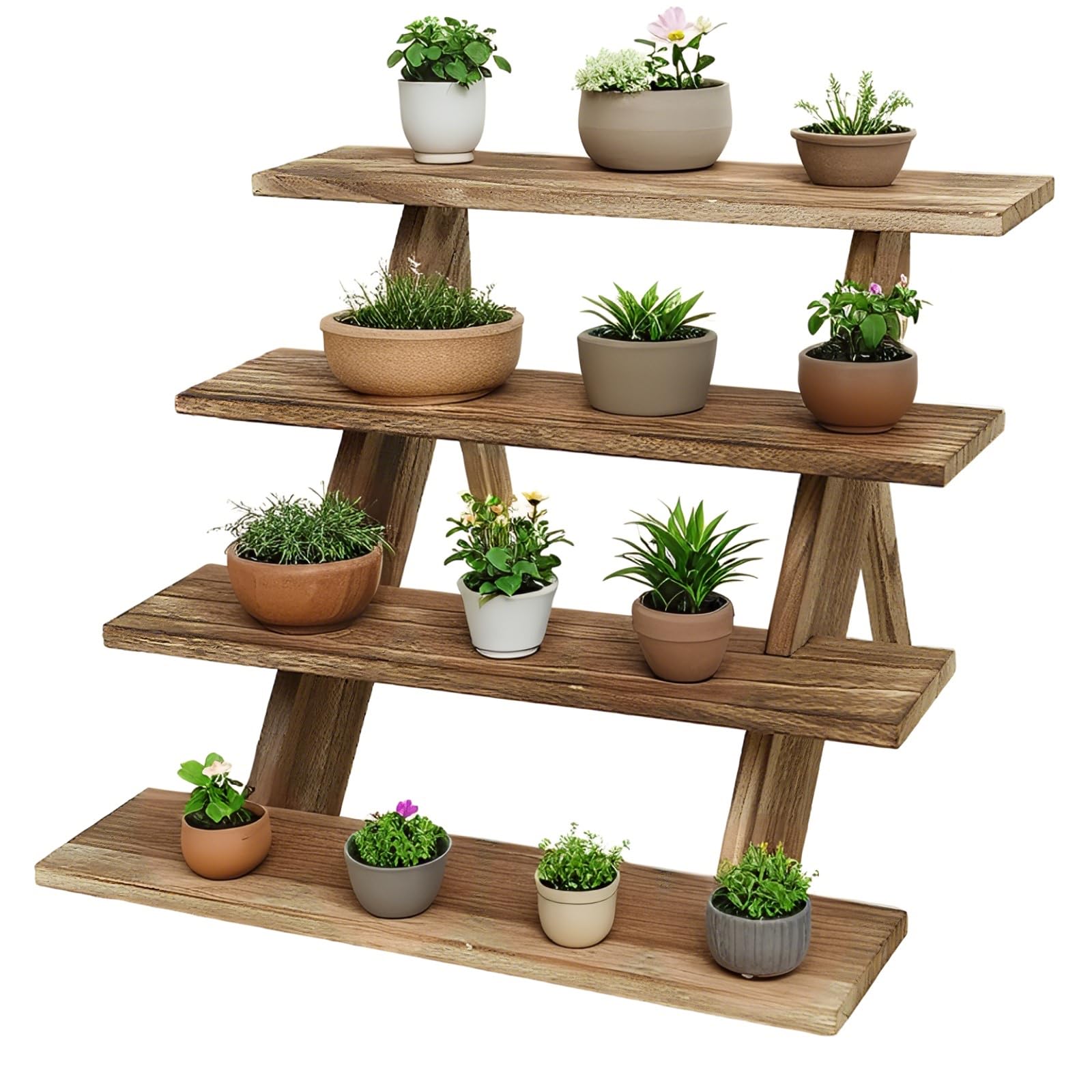 Yolispa Présentoir à Cupcakes en Bois à 4 étages, Organisateur de Parfum, étagères de présentation de comptoir de Vente au détail pour gâteaux, Maquillage, Parfum, pour épices, Plantes