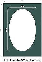 Vista 142 de CountryArtHouse Marco ovalado verde cazador de 5 x 7 pulgadas, sin ácidos, con núcleo blanco, corte biselado para fotos de 4 x 6, se adapta a marcos