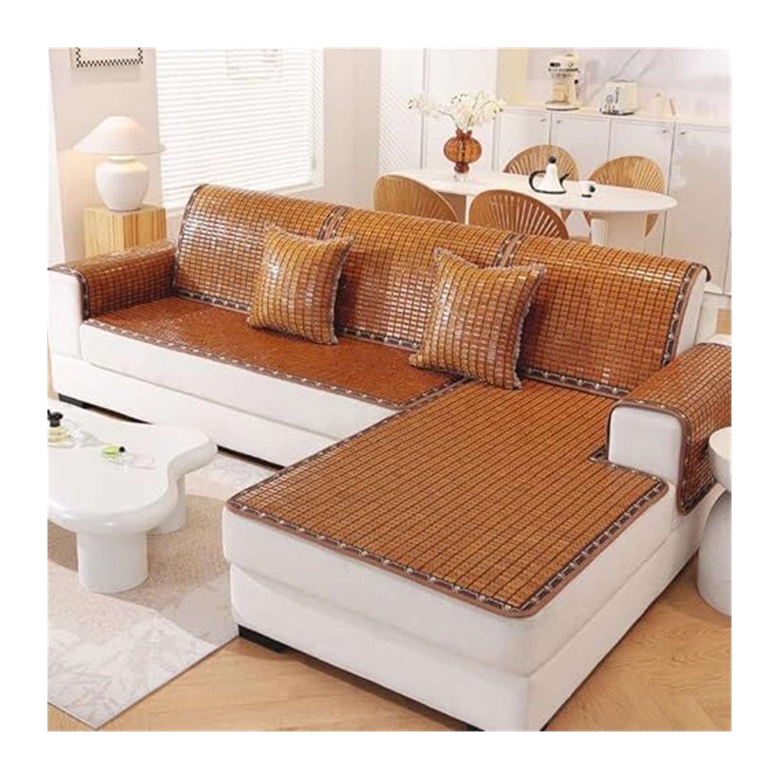 AVkgwrtb Summer Bamboo Couch Cover, Bamboo Cooling Seat Mat, Multiple Sizes, Breathable, Foldable(75 * 80cm(29.5 * 31.5in))