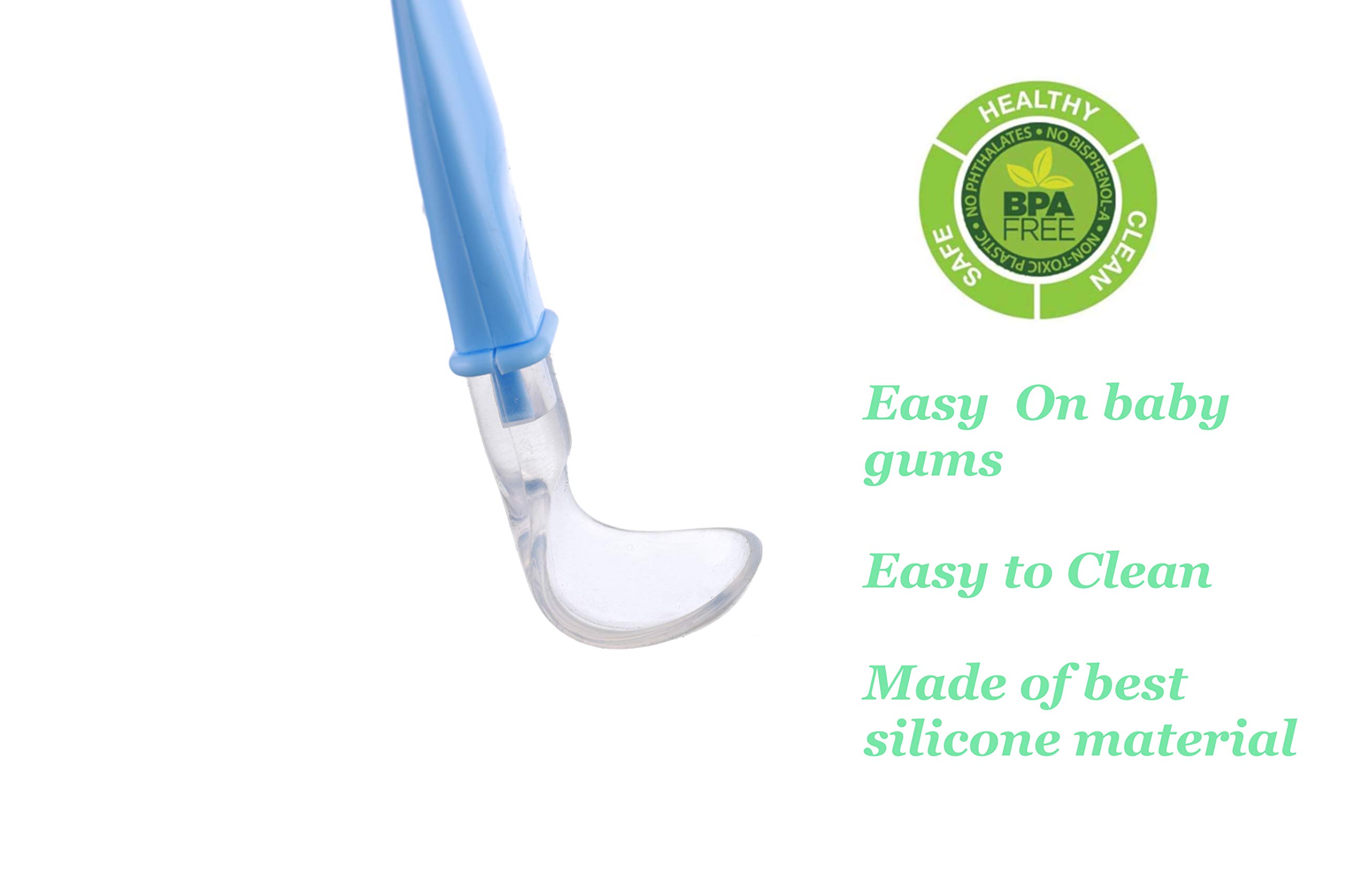 Chic Buddy Ultra Care Soft Tip And Easy Grip Silicone Baby Spoon Set, Bpa-Free - Led Weaning Spoon - Spoon Set For Kids,Silicone Spoon For Baby,Gentle On Gums, Easy-To-Hold,, 17 Cm 1