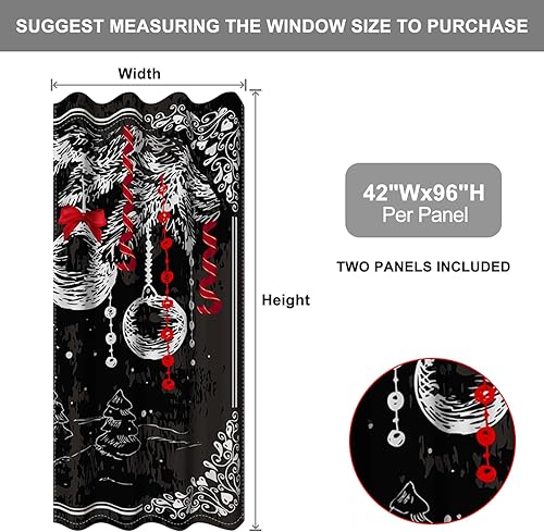 Miniatura 79 de Baocicco Cortinas opacas de Navidad para dormitorio, sala de estar, árbol de Navidad, chimenea, cortinas de ventana con ojales, cortinas familiares