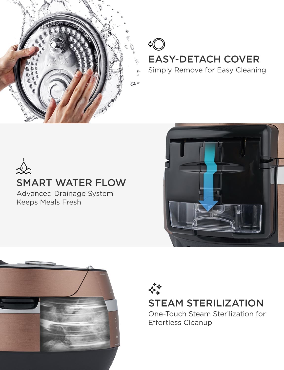 CUCKOO CRP-JHR1009F | 10-Cup (Uncooked) Induction Heating Pressure Rice Cooker | 19 Menu Options, Auto-Clean, Voice Guide, Made in Korea | Copper - Image 7