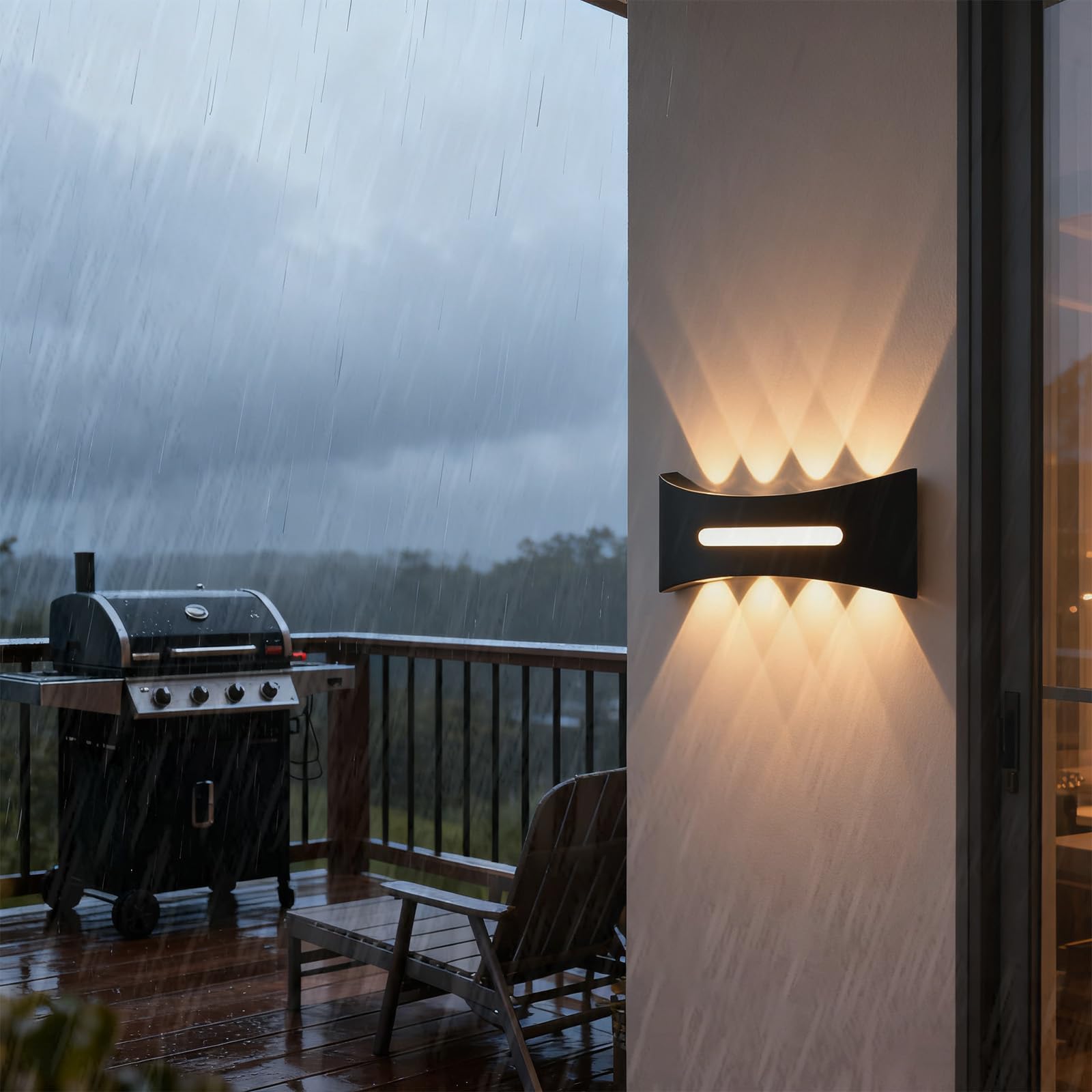 HELCEKOU LED Outdoor Wall Sconces IP65 Waterproof Aluminum Metal Lights Up and Down Lighting Fixture Modern Lamps Indoor/Outside for Garden Hallway Terrace Corridor