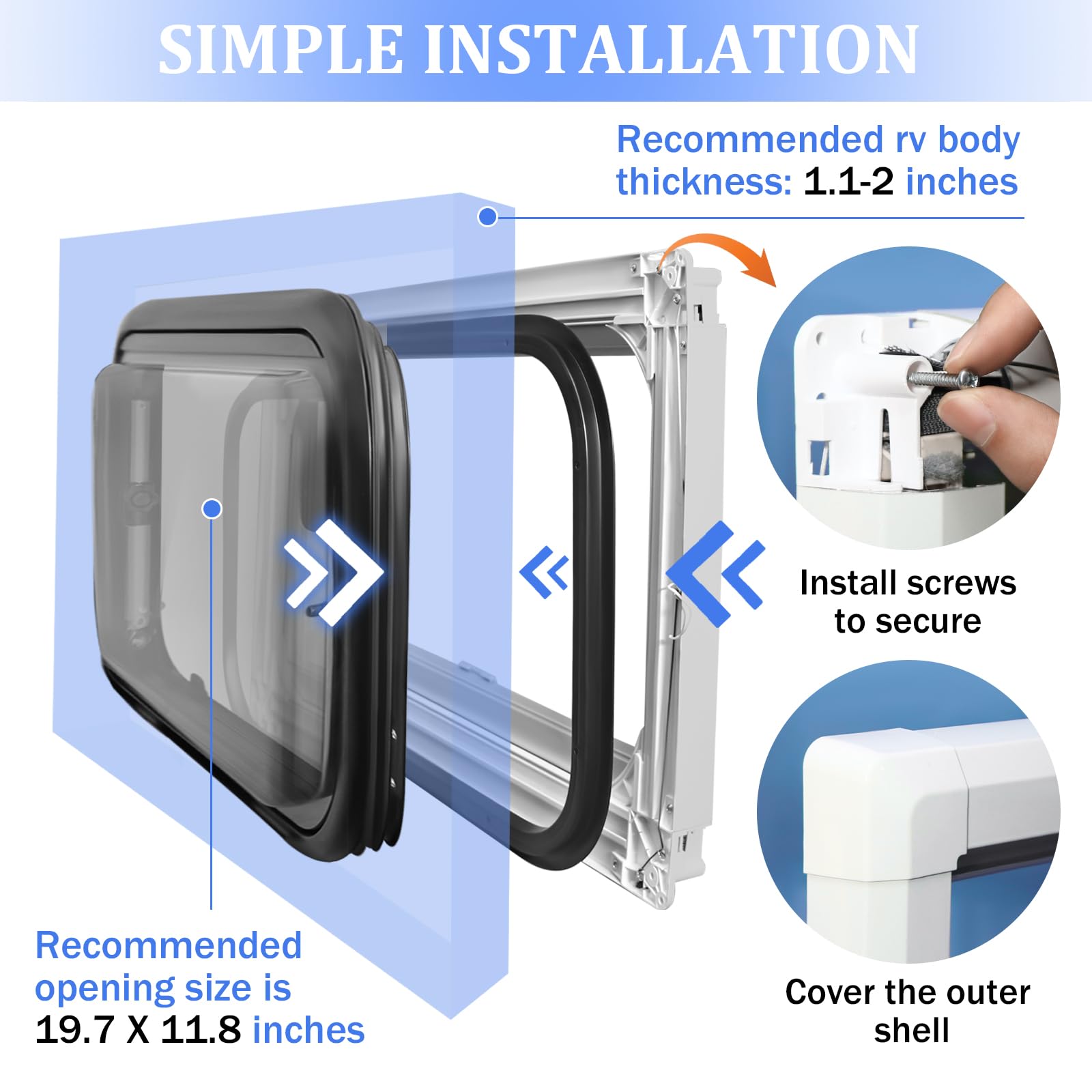 Removable Screen RV Window 30 X 22 Hinging Exit RV Window With Removable Screen – For Trailers & Campers Hinging Exit Window With Screen