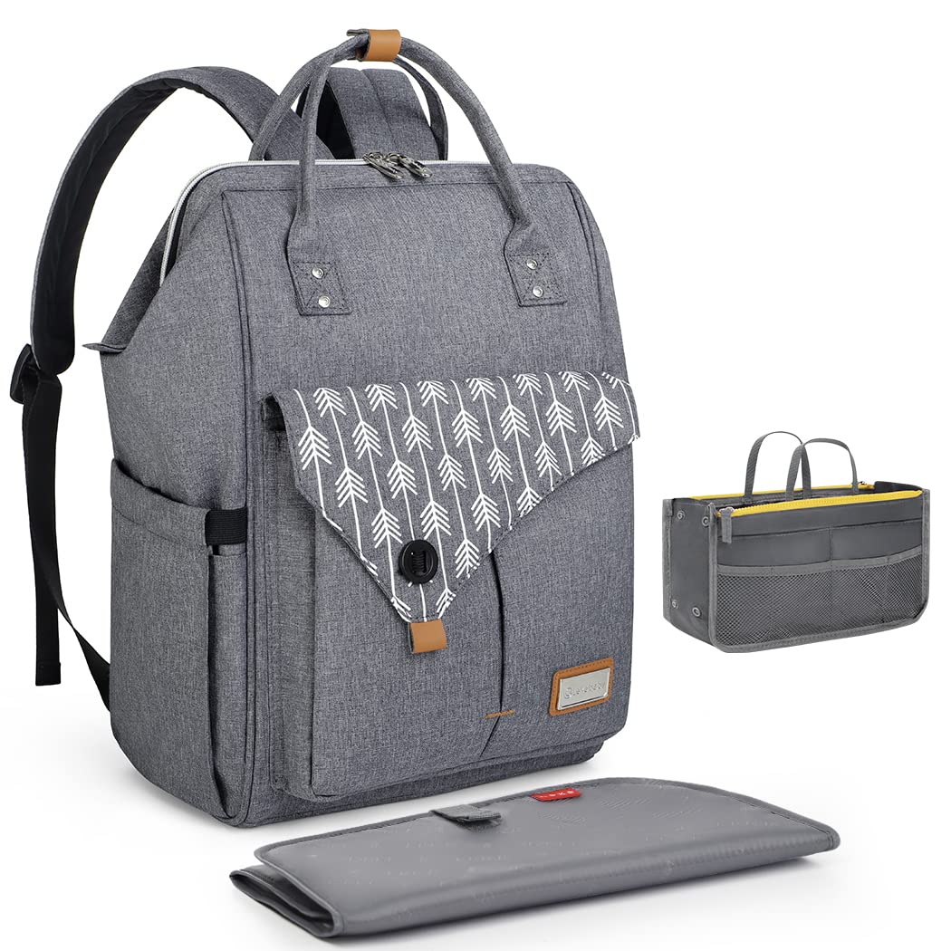 Lekebaby Bolso Carrito Bebe Mochila Maternidad Bolsa Mamá Viajar Impermeable Mochilas para Pañales Gran Capacidad con Portátil Cambiador y Piezas Ganchos Carro Bebé