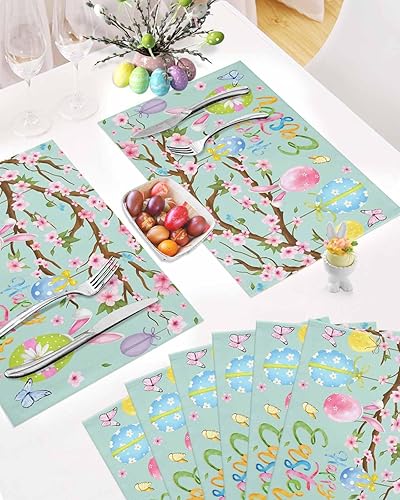 Vista 601 de Juego de 6 manteles individuales rojos para el día de San Valentín, diseño de corazón de San Valentín, resistentes al calor, lavables, manteles