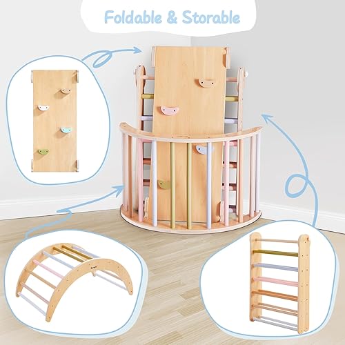 Miniatura 3 de Beright Pikler Triángulo 5 en 1 - Escalera plegable para escalar con rampa, juguetes de escalada en interiores para niños, gimnasio de juego,
