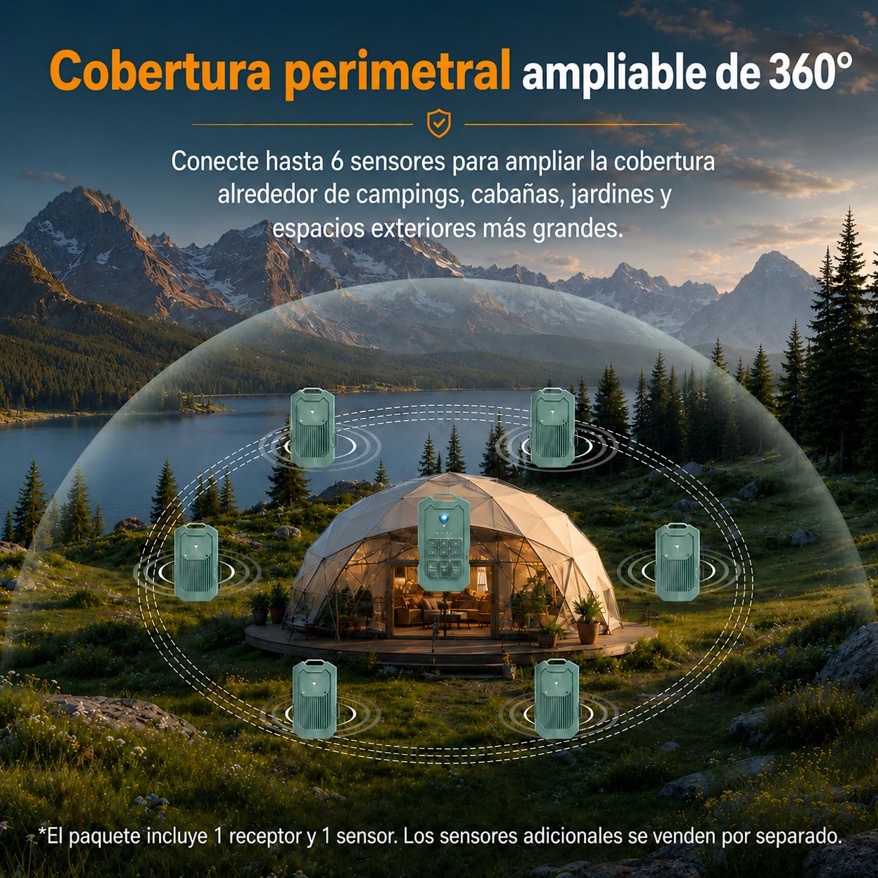 LETWESAF Alarma de Seguridad perimetral portátil con Radar, Sensor de Movimiento por Radar de Ondas milimétricas de 24 GHz, Alcance inalámbrico de 1/2 Milla, Alarma Recargable para Exteriores