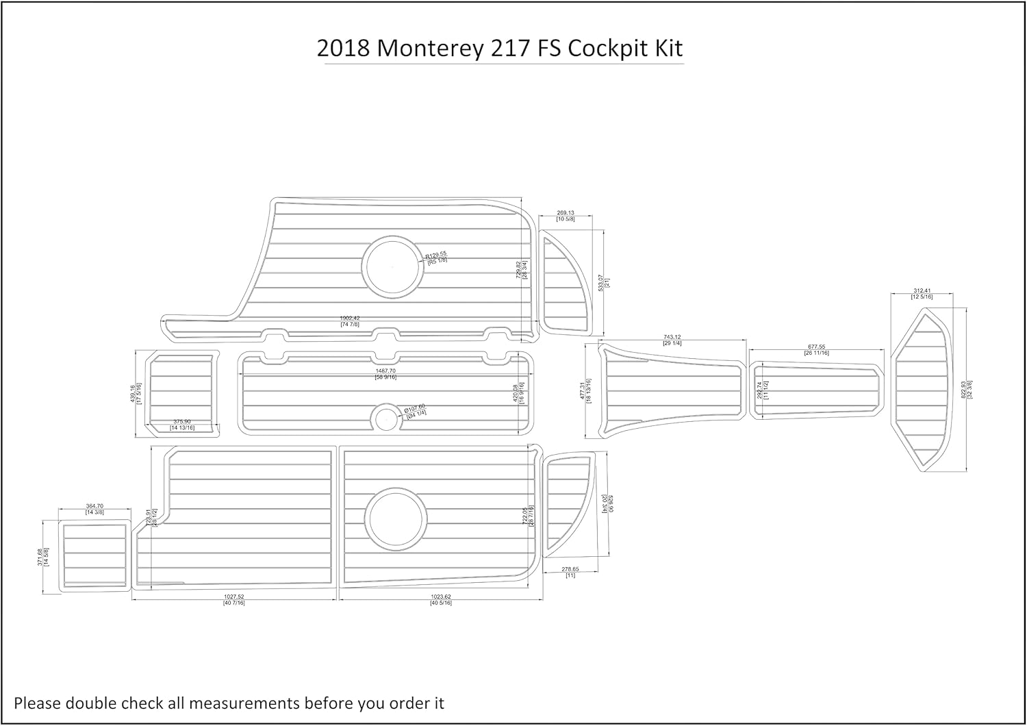 Boat EVA Faux Teak Decking Floor Compatible with 2018 Monterey 217 FS Cockpit Kit