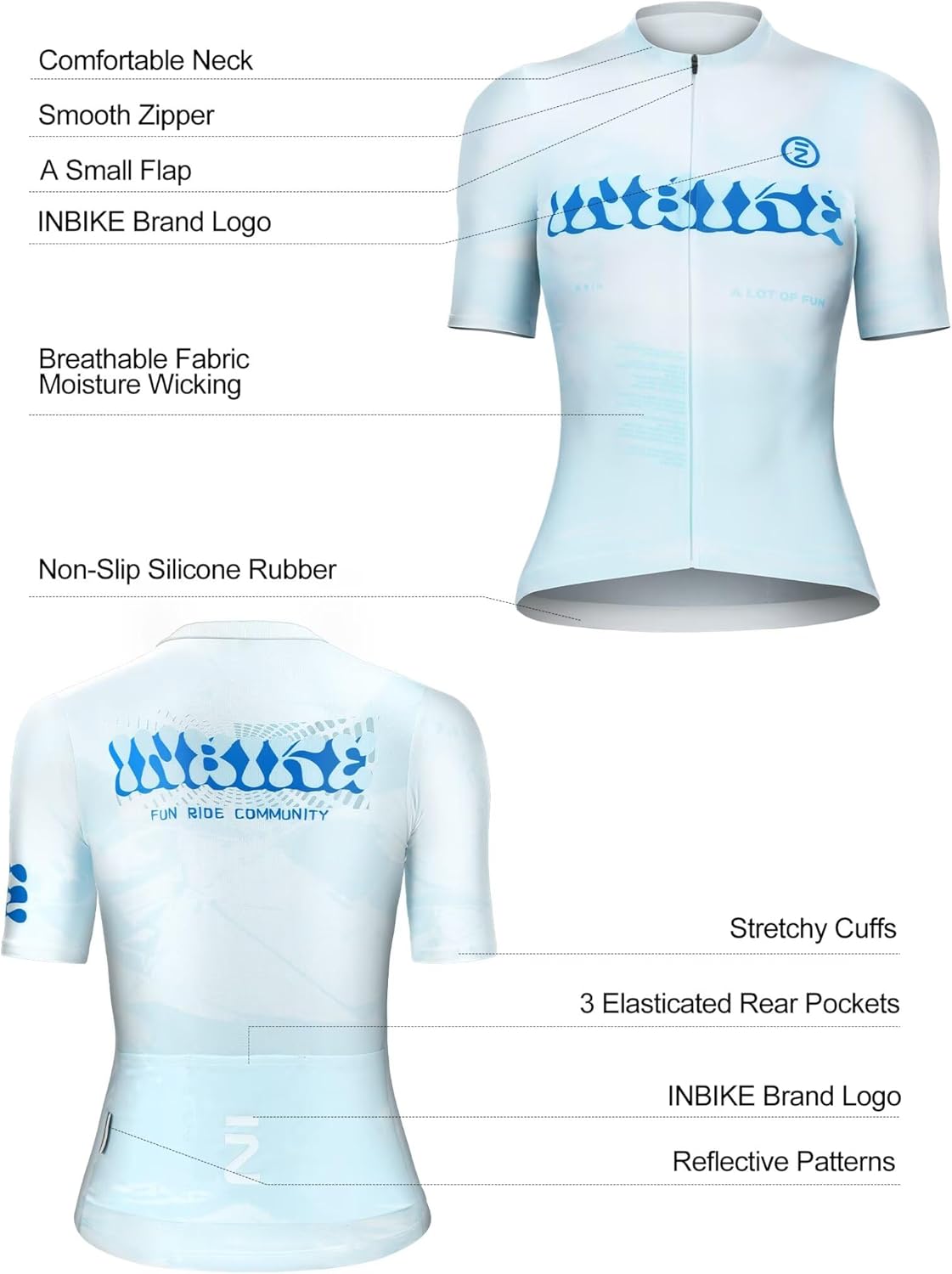 INBIKE Women's Cycling Jersey Breathable Moisture Wicking Quick-Dry Reflective Bike Shirts for Women, Cycling Tops for Women - Image 6