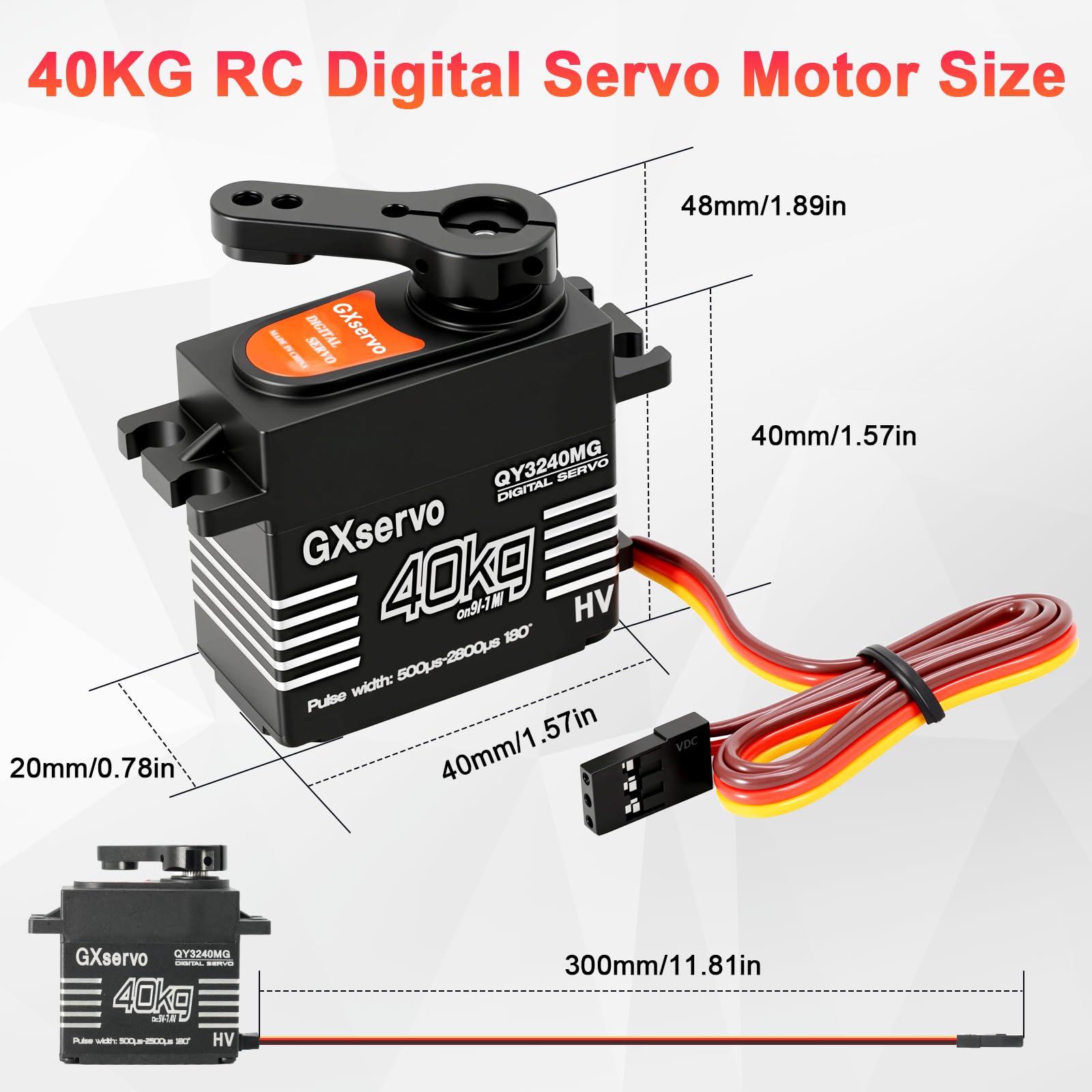 2PCS 40KG RC Servo Digitale Metal Servomotore Digitale RC Servo con Ingranaggi in Metallo per Auto RC 1/10 1/8 Elicottero compatibile con Arduino