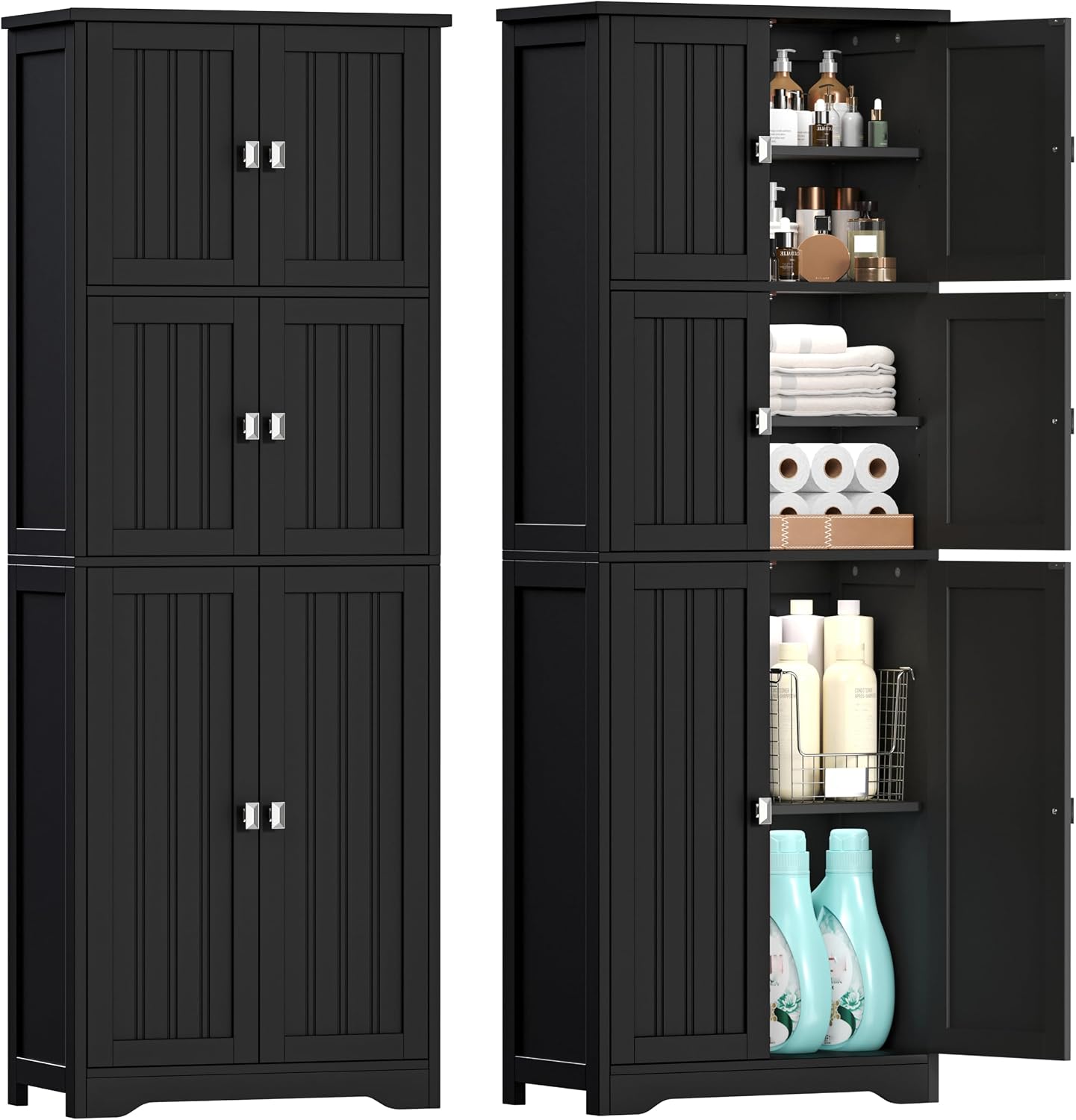Tall Bathroom Storage Cabinet, 63" H Linen Floor Cabinet