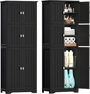 Tall Bathroom Storage Cabinet, 63" H Linen Floor Cabinet