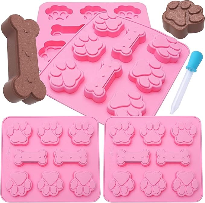 Dog Paw and Bones Silicone Molds Trays (4 Trays) Make Dog
