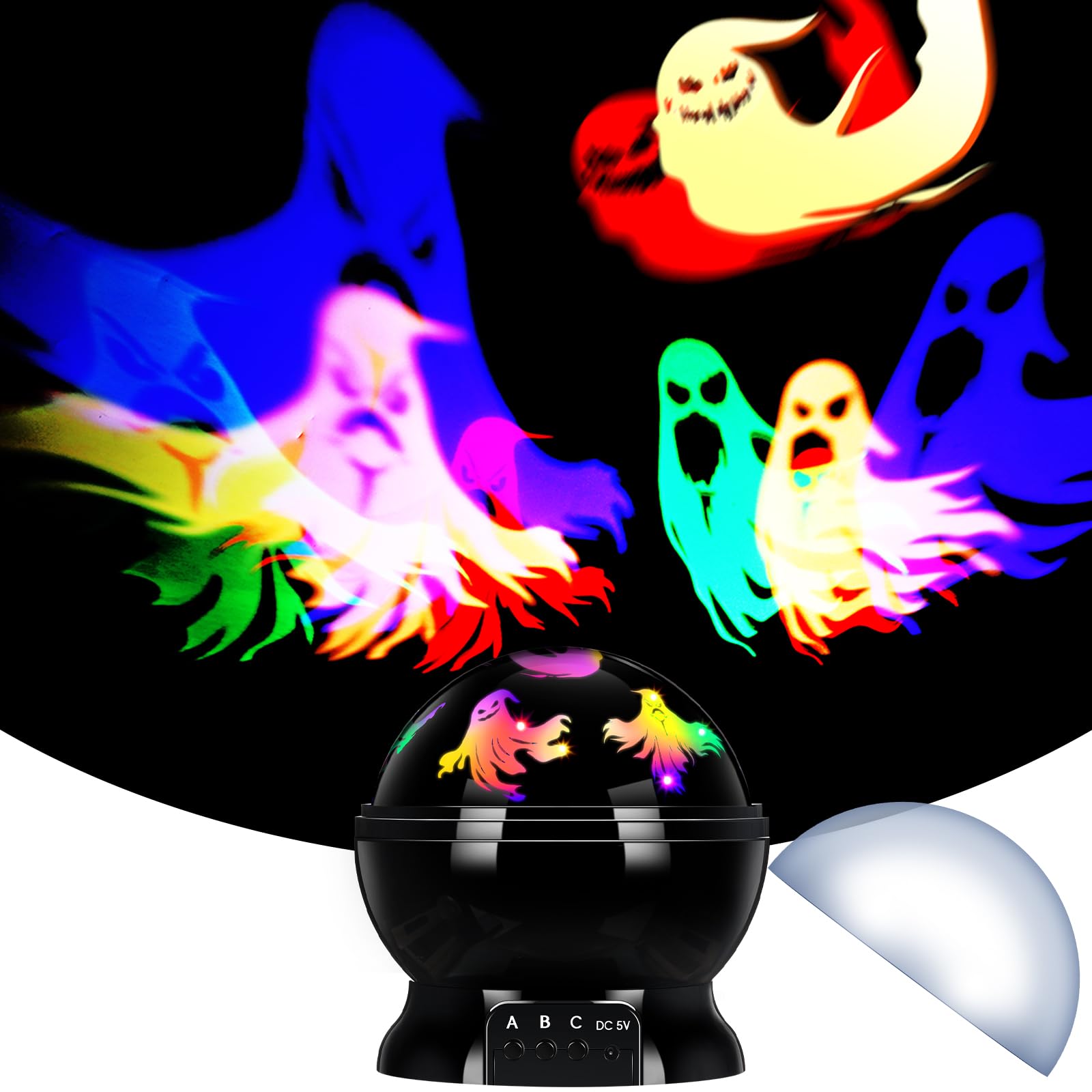 Rossesay Halloween Projector Lights Indoor Halloween Scene LED Light Spooky Ghost Decorative Halloween Night Light Projector Lighting Projectors Lamp for Halloween Party Holiday Decor(Ghost)