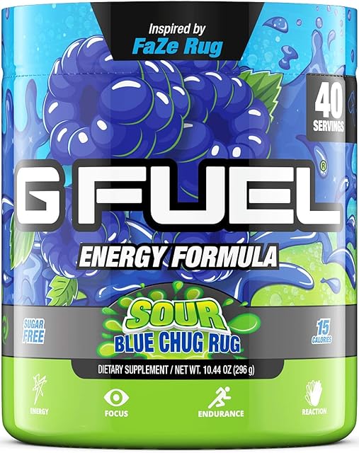 G Fuel Blue Chug Rug Tub (40 Servings) Elite Energy and Endurance Formula