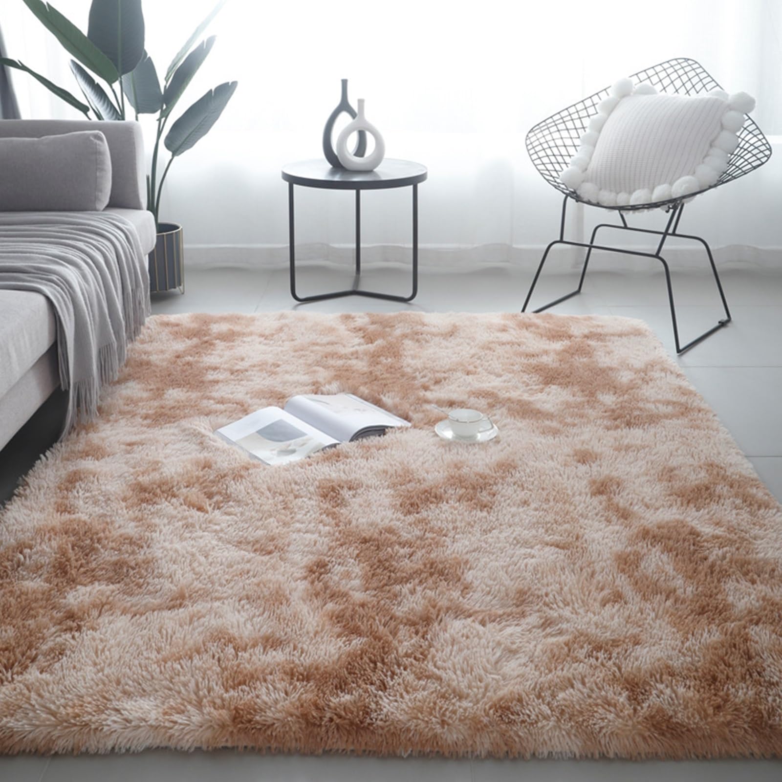 Tapis salon shaggy doux en peluche 225 x 345 cm parfait pour une chambre cocooning