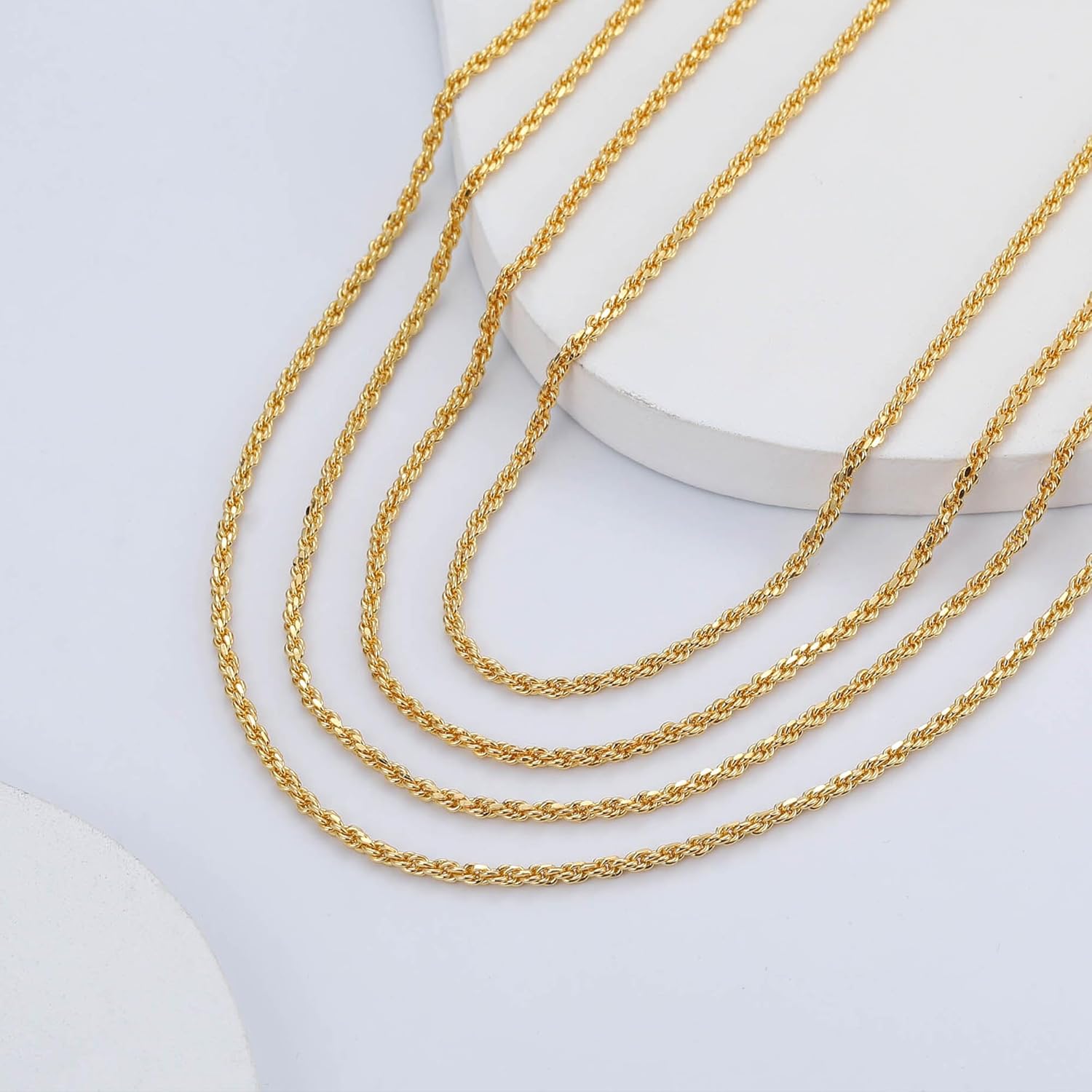 Hadoken 925 Sterling Silver Rope Chain Lobster Clasp 2/2.5/3mm Gold/Silver Chain Necklace for Men Women Diamond Cut 16/18/20/22/24/26/30 Inches - Image 6