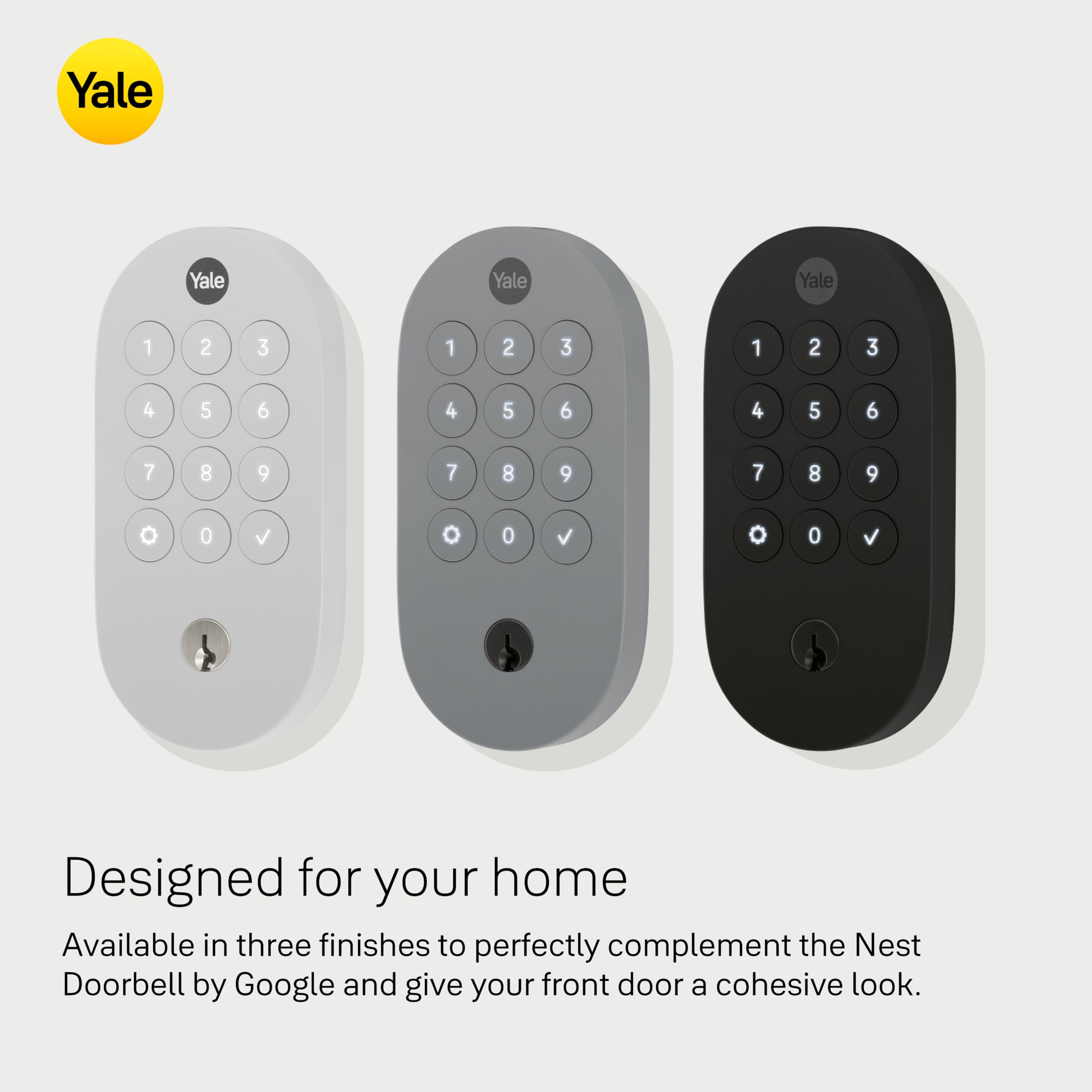 Yale Matte Black Keyed Deadbolt Smart Lock with Google Matter, YRD510-MT1-BLK