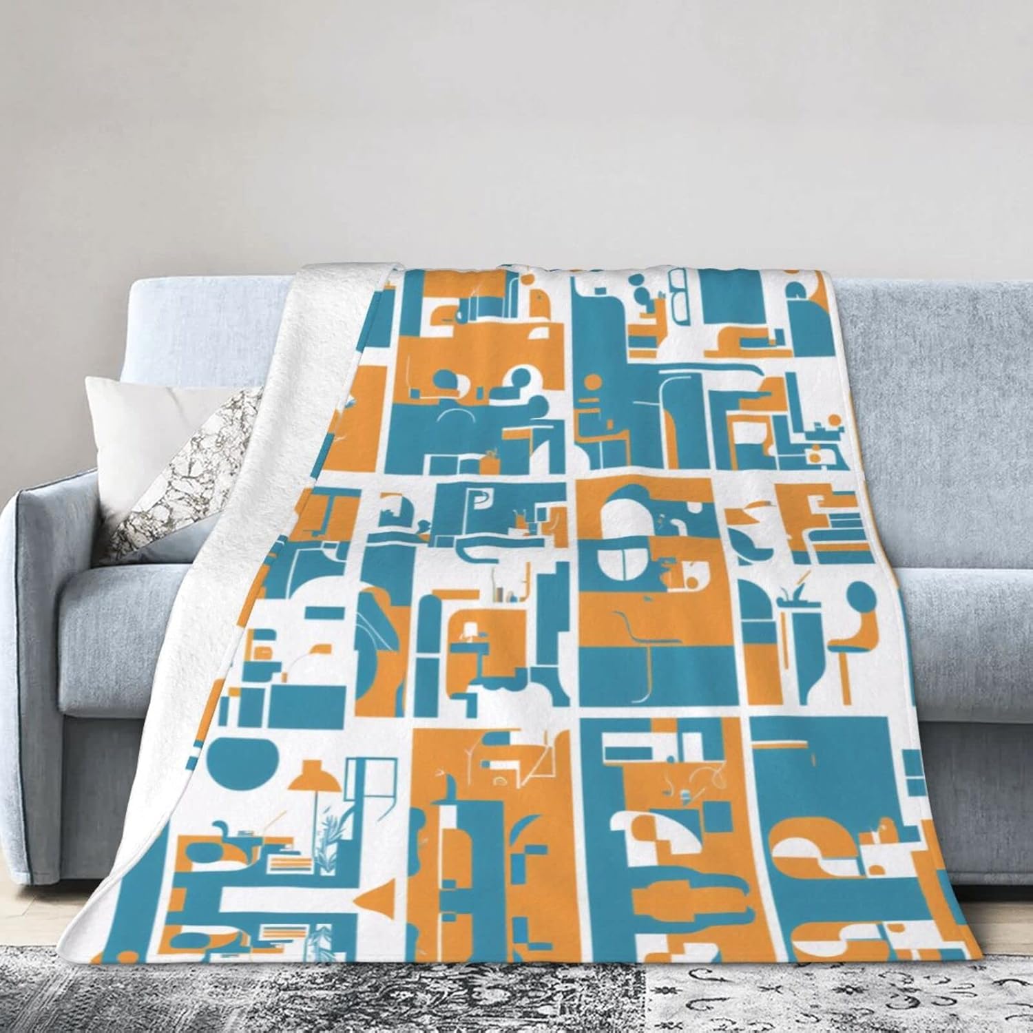 Middle Ages Pattern Blanket Super Soft Flannel Lightweight Throw Blanket for Living Room Couch Bedroom