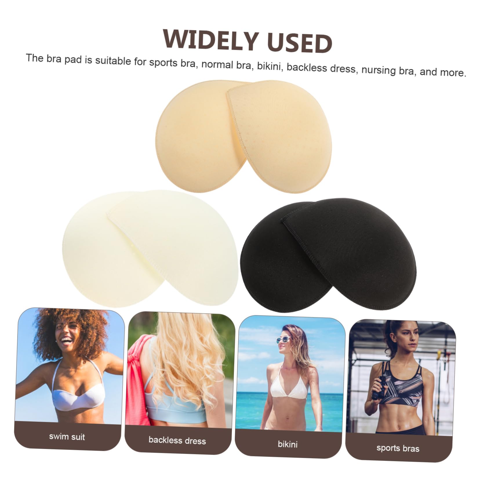 6 Pares de Almohadillas de Inserción para Sujetadores Deportivas de Esponja, Relleno Removible para Sujetador y Sujetador de Lactancia, Fáciles de Guardar y Mejorar el Pecho