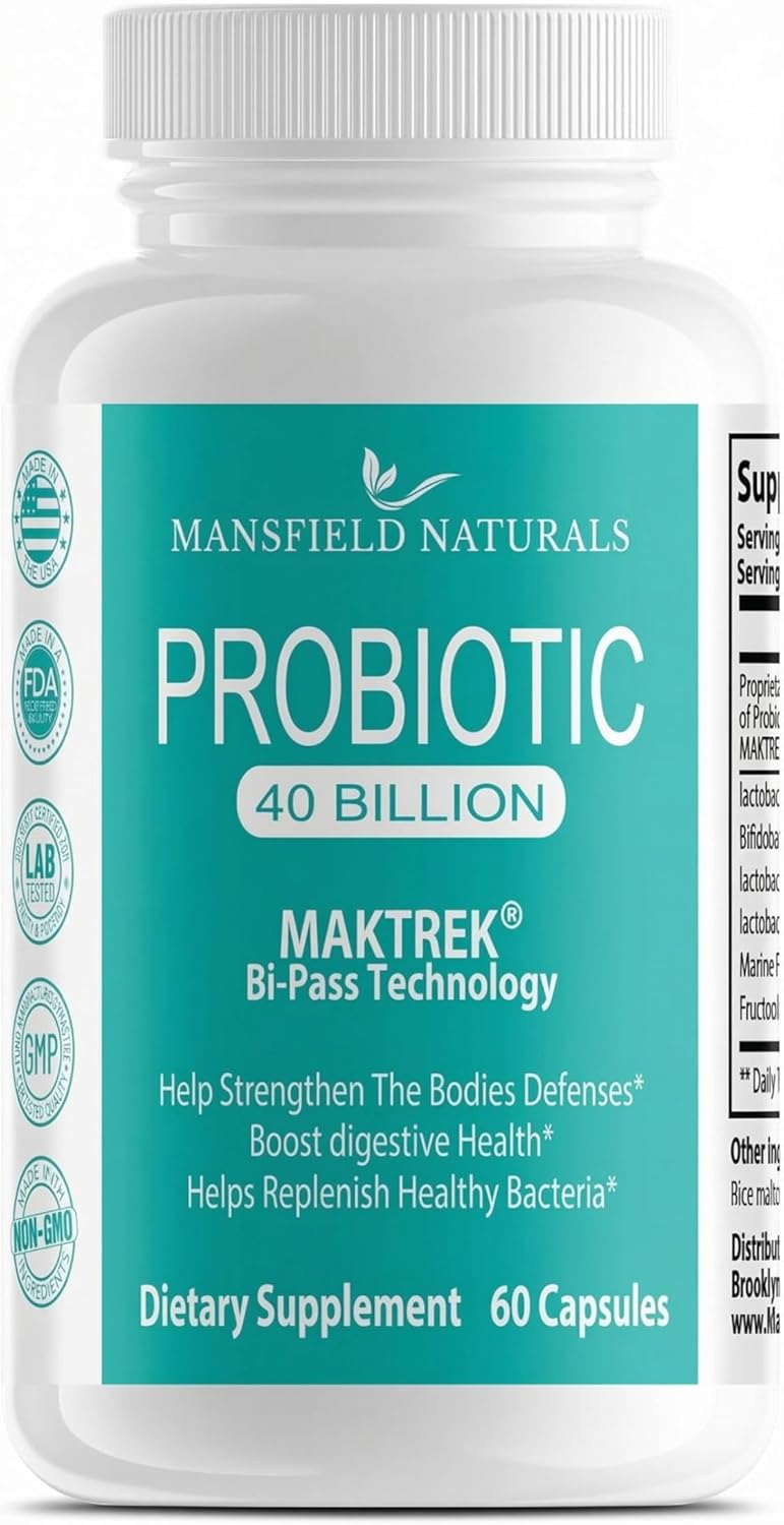 Probiotic Supplement 40 Billion CFU 60 Capsules Gut Health & Immune Support Shelf Stable