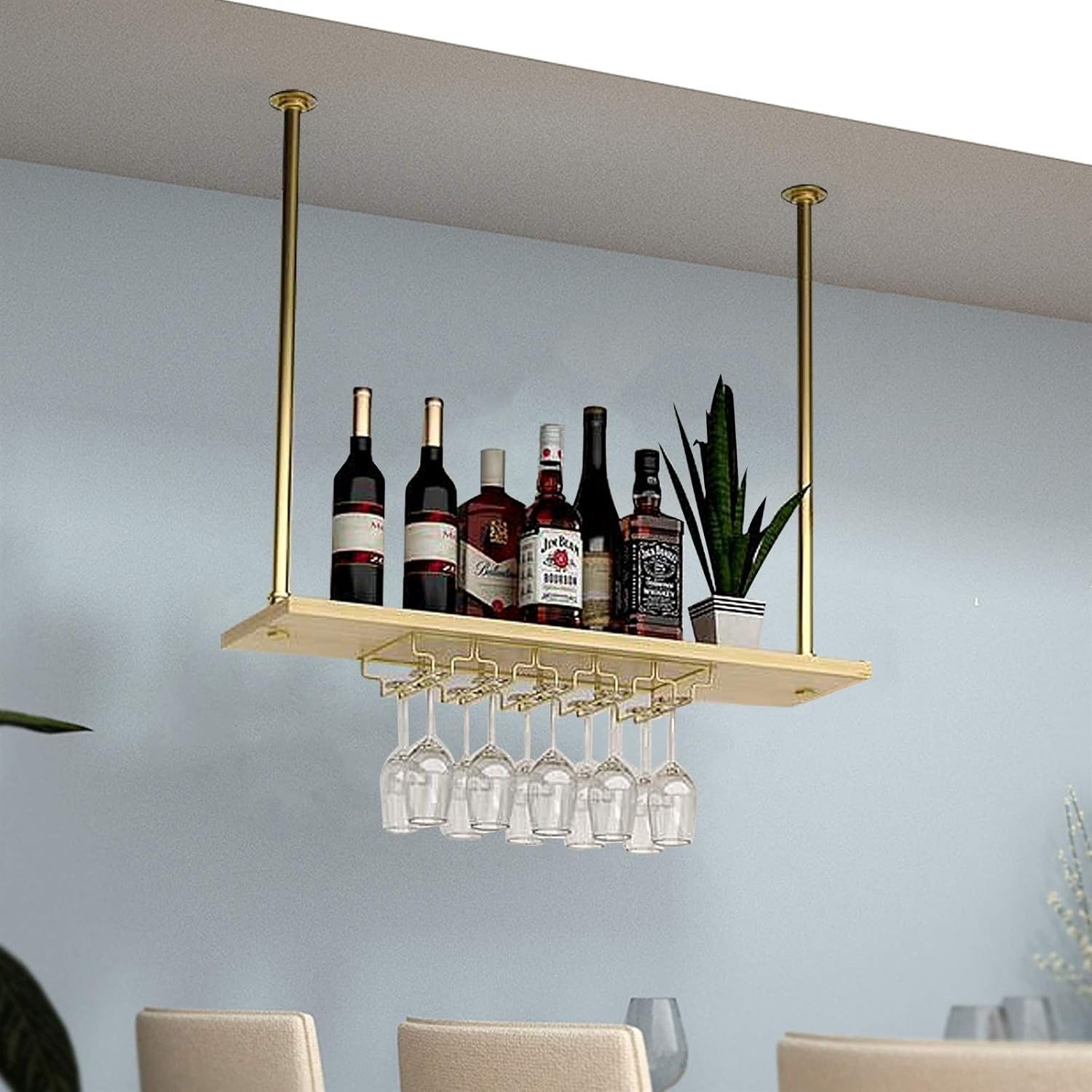 Ceiling Shelf Ceiling Shelf Brackets Ceiling Wine Rack，Single Layer Hanging Wine Glass Racks，for Bars/restaurants/kitchens，Perforated Installation，4 Sizes (Size : 80 * 25 * 50cm)