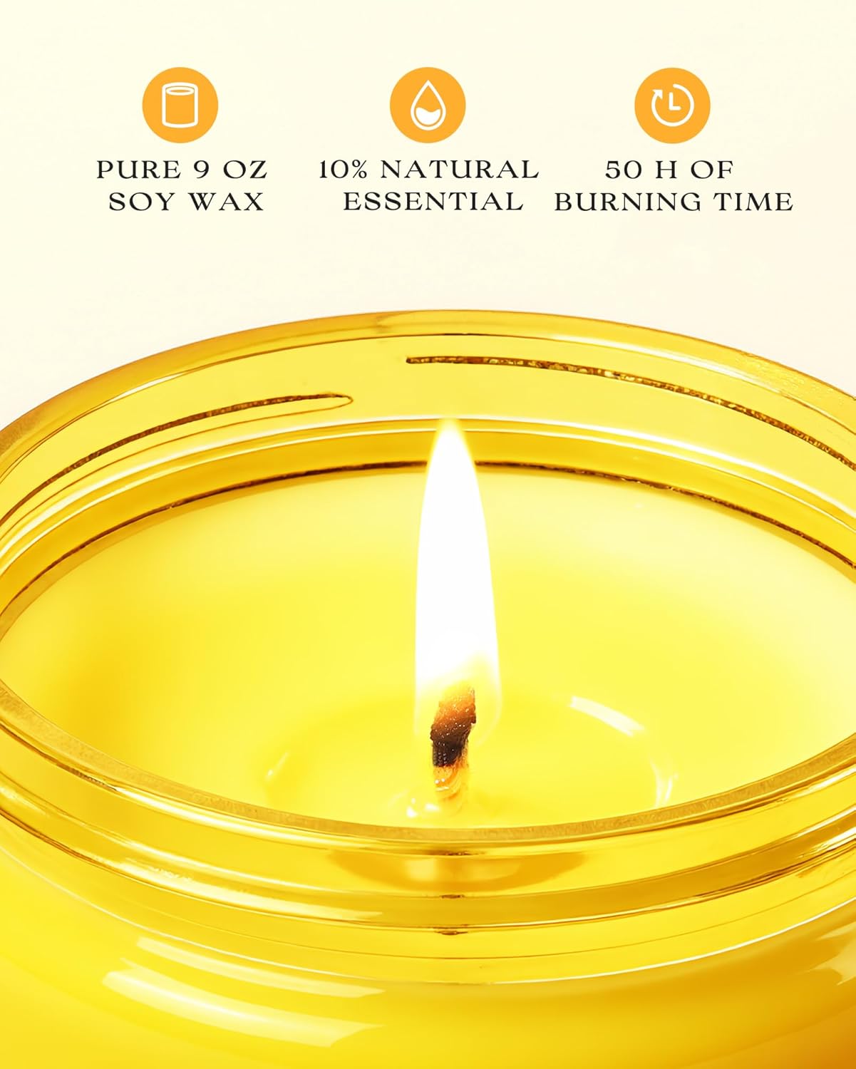 AOOVOO 4 Pack Citrus Lemon Odor Eliminating Highly Fragranced Candle - Eliminates 95% of Pet, Smoke, Food, and Other Smells Quickly, Non Toxic Air Freshing Soy Candle - Image 3