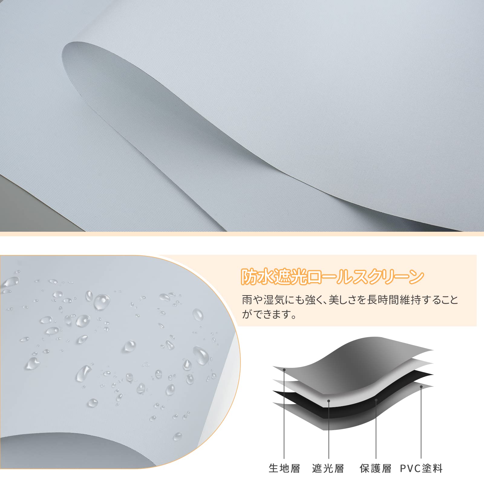 Amazon｜HOCRISSON ロールスクリーン つっぱり式 ロールカーテン 1級