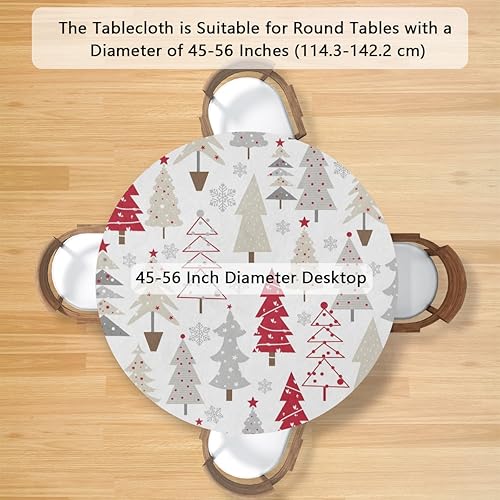 Vista 205 de Mantel redondo ajustable con borde elástico, mantel de hojas coloridas abstractas, impermeable, lavable, para mesas redondas, ideal para picnic