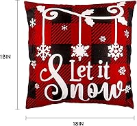 Vista 2 de Juego de 4 fundas de almohada navideñas de 18 x 18 pulgadas, fundas de almohada de invierno, fundas de almohada navideñas a cuadros, almohadas