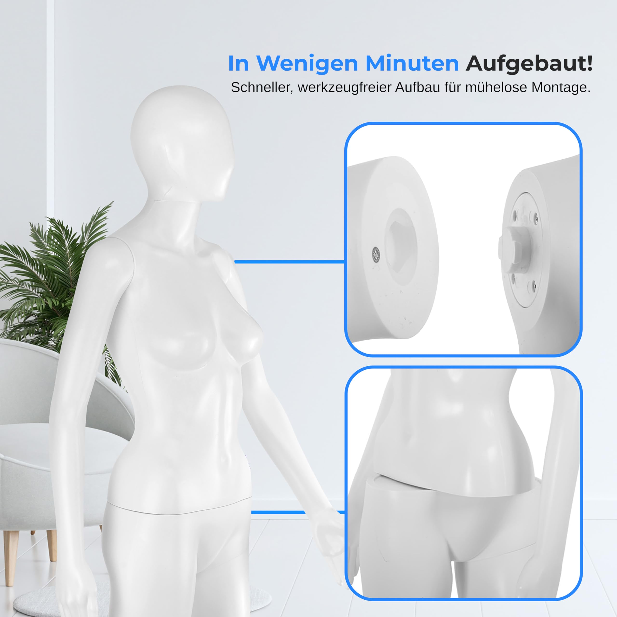 SereneLife Damen-Puppenmodell, 175 cm hoch, Mit verstellbarem Kopf, Flexiblen Extremitäten und abnehmbarem Design, Perfekt für Bekleidungsgeschäfte, Boutiquen, Ausstellungen und mehr