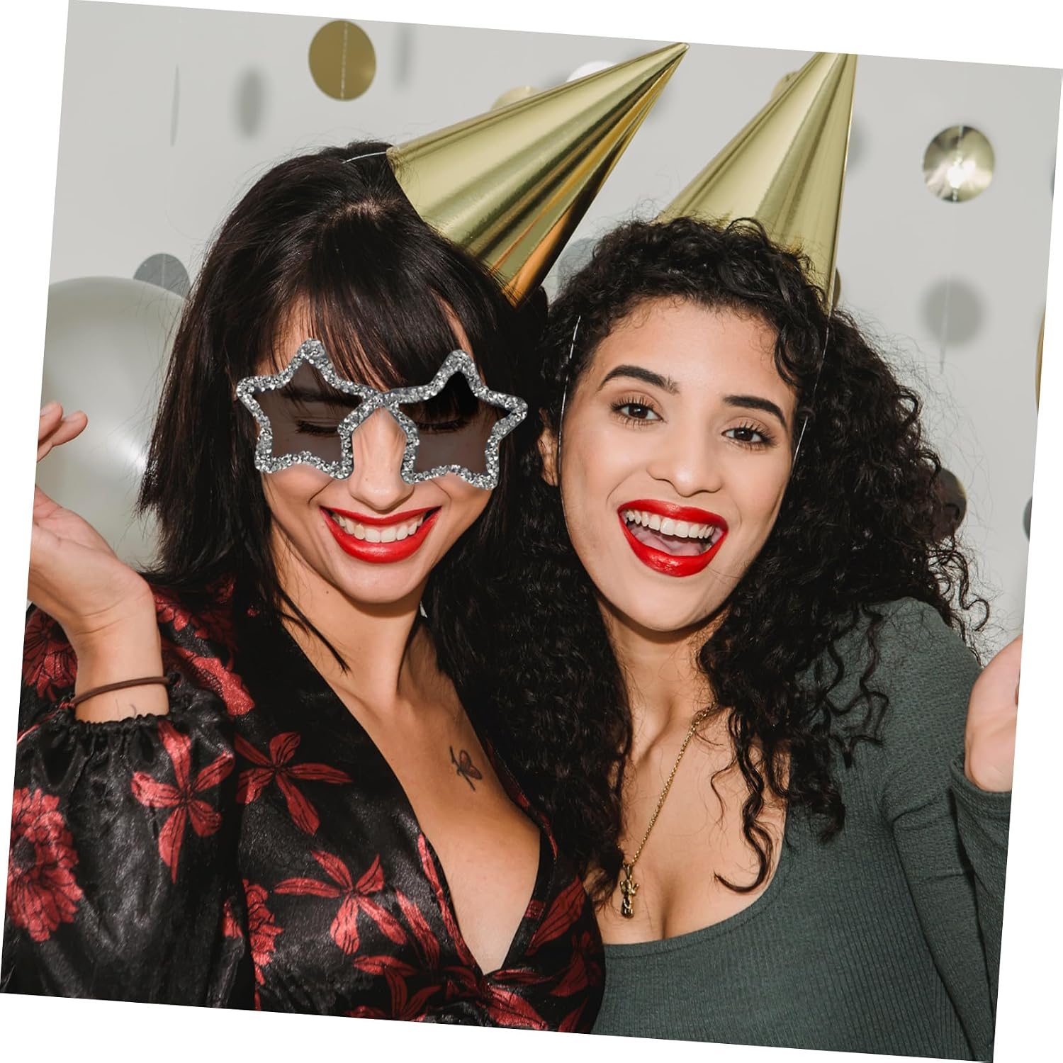 ARTIBETTER 2pcs Black Rhinestone Star Sunglasses for Women Rimless Star Shaped Eyewear Novelty Cosplay Glasses for Festival and Party Use