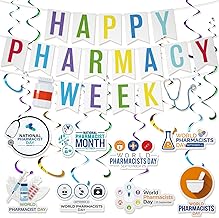 TaoBary Happy Pharmacy Week Banner Pharmacy Appreciation Decorations Medical-pharmacy Week Bunting Decor Thank You Pharmacist Party Supplies for Staff Medical School Hospital Pharmacies Clinics Office