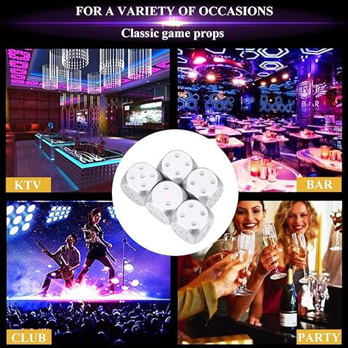 Miniatura 6 de Juego de 5 dados de juego de 6 caras con caja de almacenamiento (caja Rec Plata)