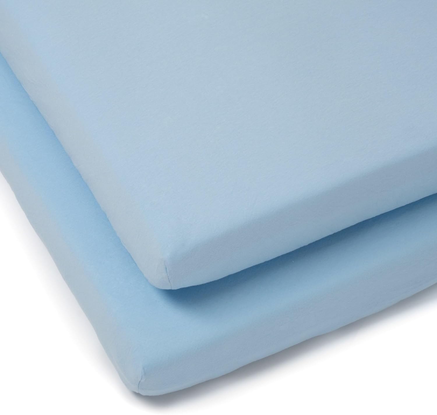 Clair de Lune 2 Pack Fitted Jersey Cotton Pram/Crib Sheets 90 x 40 cm (Blue)