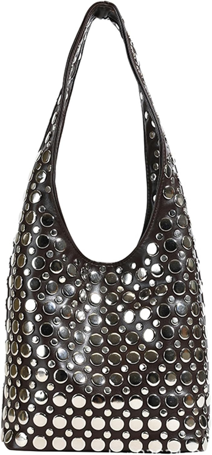 Studded Purse Shoulder Bag for Women Y2K Purse Underarm Handbag Dot Rivet Punk Tote Bag Small Shoulder Handbags Streetwear