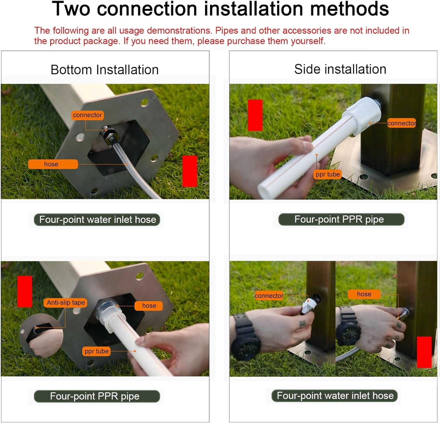 Faucet Column Stainless Steel Outdoor Water Column with Double Outlet Faucet, Freestanding Floor Antifreeze Spigot, Garden Fountain with Tap for Farm (86x20.5cm/33.9x8.1in)