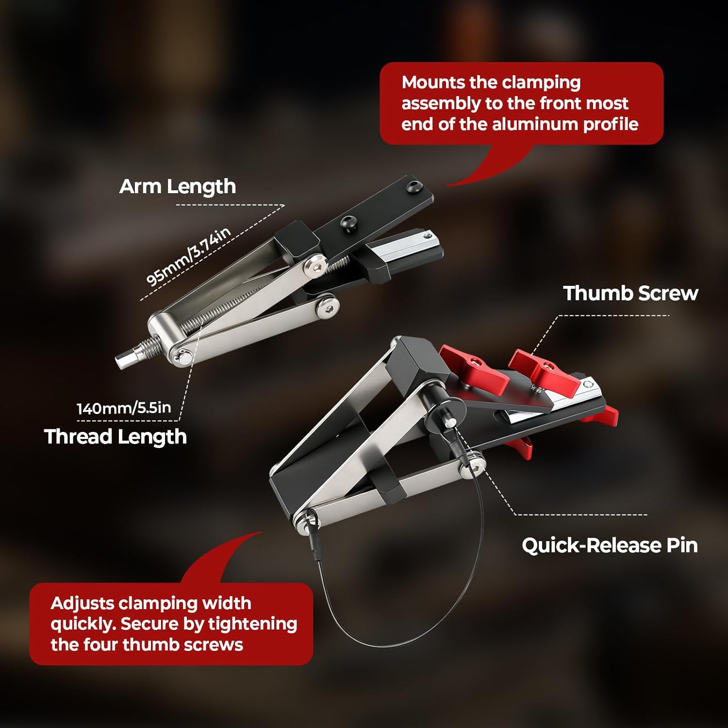 2 Pack 4 Way Pressure Panel Clamp, Aluminum Alloy Woodworking Panel Clamps with 12-100mm Height Adjustable for 3030 Profile Aluminum Alloy & Stainless Steel Fixture for Precision Assembly