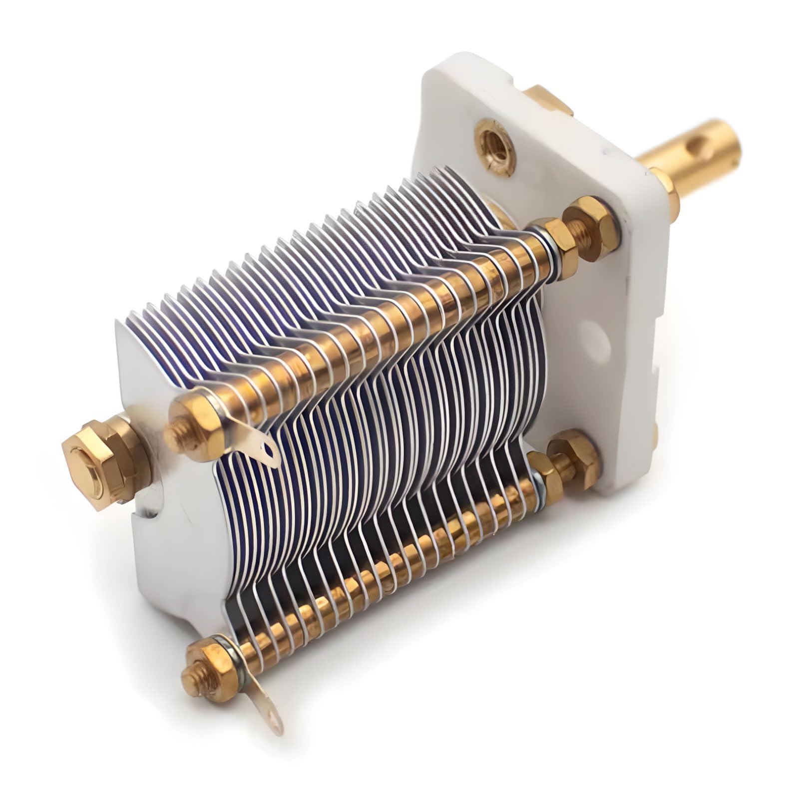 Condensador variable de aire potencial, plan monobloque de cerámica, baja pérdida de no conductor, alta consulta para aplicaciones en radios de radio y generadores de indicación, cerámica bronce