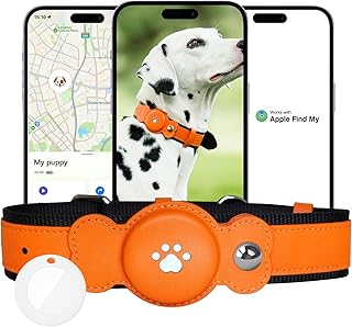 GPS Tracker for Dogs, Waterproof Location Pet Tracking Collar GPS Activity Monitor for Dogs(Only iOS), Real-Time GPS Tracking Pet Collar Device for Small Medium Large Dogs, No Monthly Fee (Orange)