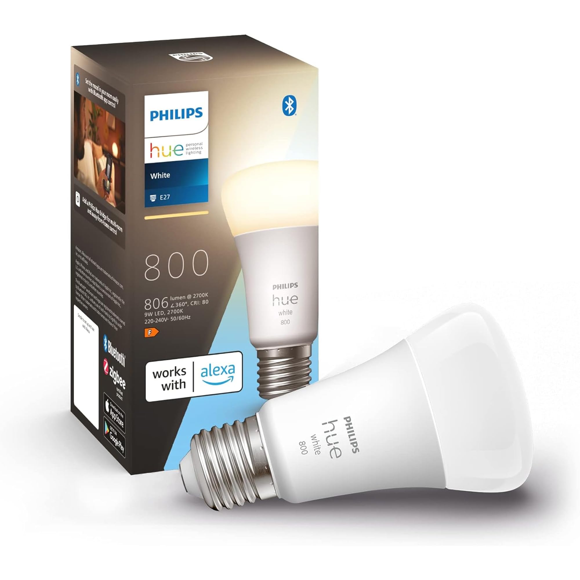 Ring Intercom e Philips Hue Lampadina Smart LED E27, Funziona con Alexa, Bianca