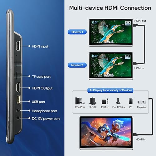 Miniatura 3 de Monitor de reposacabezas Android de 13.3 pulgadas para asiento trasero, sistema de entretenimiento para automóvil, conexión inalámbrica, enlace de