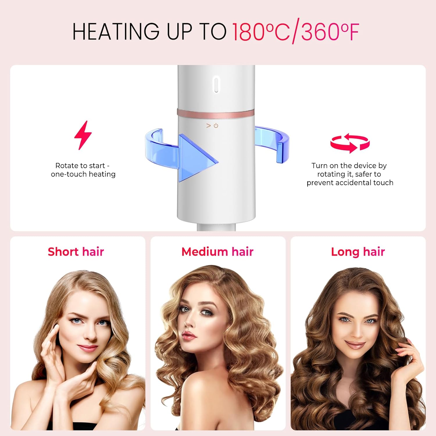 Ukliss Mini Travel Curling Iron 1 Inch, Dual Voltage 110-240V, 30s Fast Heating & Ionic Ceramic, Portable Hair Curler with Case, Perfect for Short to Medium Hair, Frizz-Free Curls (White) - Image 4